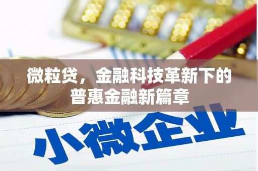 镇平微粒贷，金融科技革新下的普惠金融新篇章