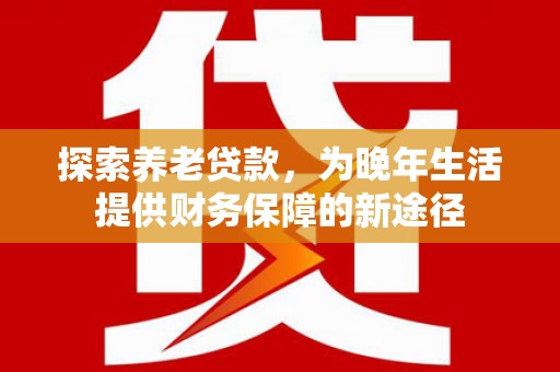 镇平探索养老贷款，为晚年生活提供财务保障的新途径
