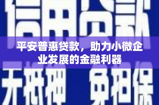 镇平平安普惠贷款，助力小微企业发展的金融利器